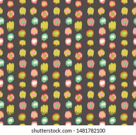 Polka Dot Pattern. Ikat geometric folklore ornament. Memphis vintage, retro style. Children, kids sketch drawing.