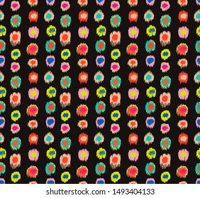 Polka Dot Pattern. Ikat geometric folklore ornament. Memphis vintage, retro style. Children, kids sketch drawing.