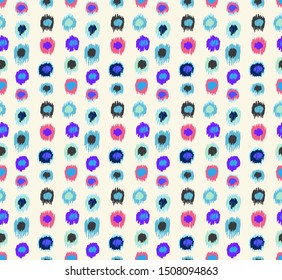 Polka Dot Pattern. Ikat geometric folklore ornament. Memphis vintage, retro style. Children, kids sketch drawing.