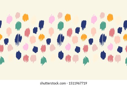 Polka Dot Pattern. Ikat geometric folklore ornament. Memphis vintage, retro style. Children, kids sketch drawing.
