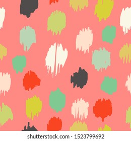 Polka Dot Pattern. Ikat geometric folklore ornament. Memphis vintage, retro style. Children, kids sketch drawing.