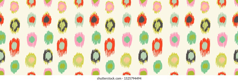 Polka Dot Pattern. Ikat geometric folklore ornament. Memphis vintage, retro style. Children, kids sketch drawing.