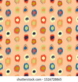 Polka Dot Pattern. Ikat geometric folklore ornament. Memphis vintage, retro style. Children, kids sketch drawing.
