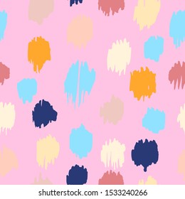 Polka Dot Pattern. Ikat geometric folklore ornament. Memphis vintage, retro style. Children, kids sketch drawing.