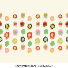Polka Dot Pattern. Ikat geometric folklore ornament. Memphis vintage, retro style. Children, kids sketch drawing.