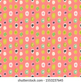 Polka Dot Pattern. Ikat geometric folklore ornament. Memphis vintage, retro style. Children, kids sketch drawing.