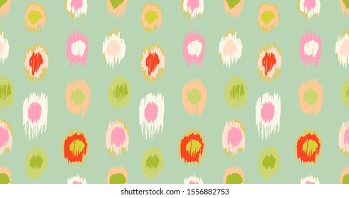 Polka Dot Pattern. Ikat geometric folklore ornament. Memphis vintage, retro style. Children, kids sketch drawing.