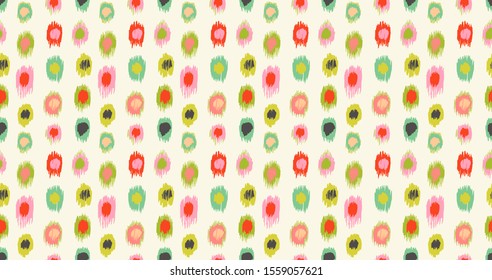 Polka Dot Pattern. Ikat geometric folklore ornament. Memphis vintage, retro style. Children, kids sketch drawing.