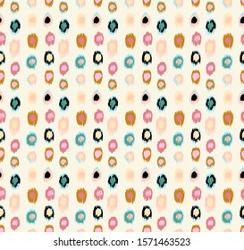 Polka Dot Pattern. Ikat geometric folklore ornament. Memphis vintage, retro style. Children, kids sketch drawing.