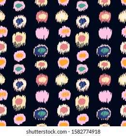 Polka Dot Pattern. Ikat geometric folklore ornament. Memphis vintage, retro style. Children, kids sketch drawing.