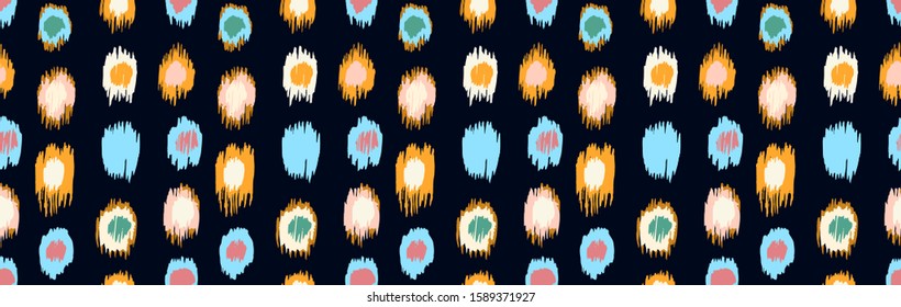 Polka Dot Pattern. Ikat geometric folklore ornament. Memphis vintage, retro style. Children, kids sketch drawing.
