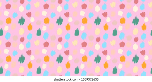 Polka Dot Pattern. Ikat geometric folklore ornament. Memphis vintage, retro style. Children, kids sketch drawing.