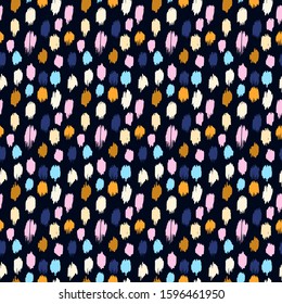 Polka Dot Pattern. Ikat geometric folklore ornament. Memphis vintage, retro style. Children, kids sketch drawing.