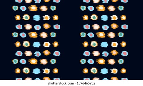 Polka Dot Pattern. Ikat geometric folklore ornament. Memphis vintage, retro style. Children, kids sketch drawing.