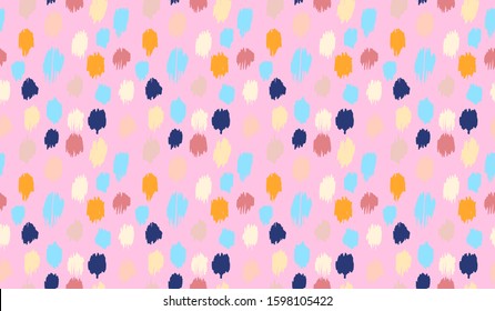 Polka Dot Pattern. Ikat geometric folklore ornament. Memphis vintage, retro style. Children, kids sketch drawing.