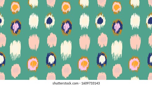 Polka Dot Pattern. Ikat geometric folklore ornament. Memphis vintage, retro style. Children, kids sketch drawing.