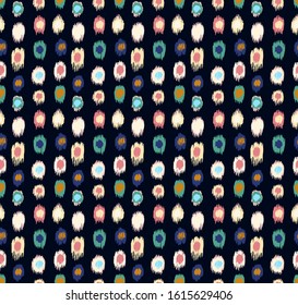 Polka Dot Pattern. Ikat geometric folklore ornament. Memphis vintage, retro style. Children, kids sketch drawing.