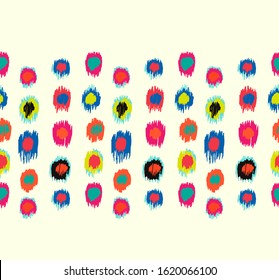 Polka Dot Pattern. Ikat geometric folklore ornament. Memphis vintage, retro style. Children, kids sketch drawing.
