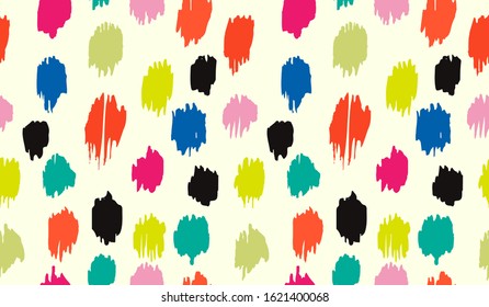 Polka Dot Pattern. Ikat geometric folklore ornament. Memphis vintage, retro style. Children, kids sketch drawing.