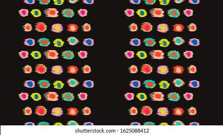 Polka Dot Pattern. Ikat geometric folklore ornament. Memphis vintage, retro style. Children, kids sketch drawing.