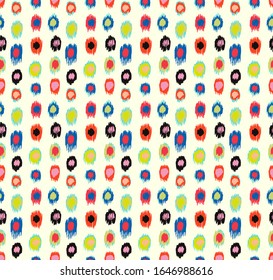 Polka Dot Pattern. Ikat geometric folklore ornament. Memphis vintage, retro style. Children, kids sketch drawing.