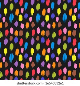 Patrón de puntos de polka.Ornamento folclórico geométrico Ikat. Memphis de estilo retro. Niños, niños dibujan.