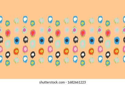 Polka-Dot-Muster. Ikat geometrische Folklore-Ornament. Memphis Vintage, Retro-Stil. Kinder, Kinderskizzen.