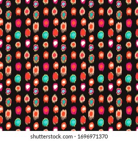 Polka Dot Pattern. Ikat geometric folklore ornament. Memphis vintage, retro style. Children, kids sketch drawing.