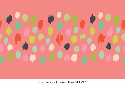 Patrón de puntos de polka. Ornamento de folclore geométrico Ikat. Memphis vintage, de estilo retro. Niños, niños dibujando.