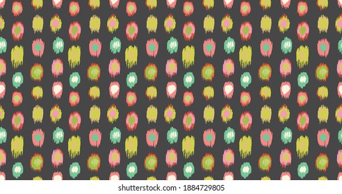 Polka Dot Pattern. Ikat geometric folklore ornament. Memphis vintage, retro style. Children, kids sketch drawing.
