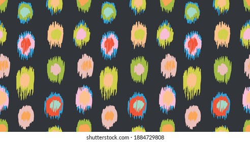 Polka Dot Pattern. Ikat geometric folklore ornament. Memphis vintage, retro style. Children, kids sketch drawing.