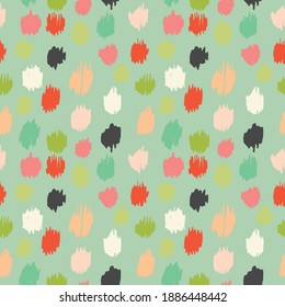 Polka Dot Pattern. Ikat geometric folklore ornament. Memphis vintage, retro style. Children, kids sketch drawing.