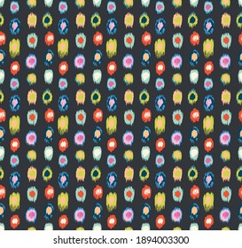 Polka Dot Pattern. Ikat geometric folklore ornament. Memphis vintage, retro style. Children, kids sketch drawing.