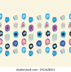 Polka-Dot-Muster. Ikat geometrische Folklore-Ornament. Memphis Vintage, Retro-Stil. Kinder, Kinderskizzen.