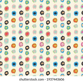 Polka Dot Pattern. Ikat geometric folklore ornament. Memphis vintage, retro style. Children, kids sketch drawing.