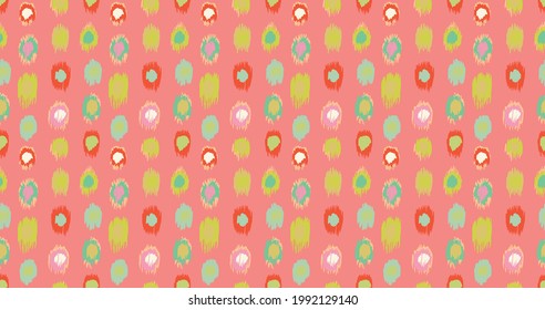 Patrón de puntos de polka. Ornamento de folclore geométrico Ikat. Memphis vintage, de estilo retro. Niños, niños dibujando.