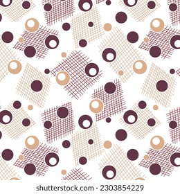 Polka dot pattern on grid lines circles design retro style