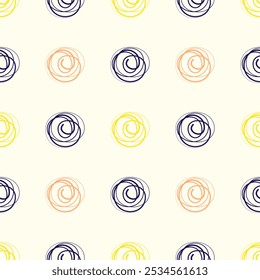 polka dot pattern on yellow background. circle doodle. kids background.