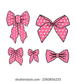 Polka dot pattern pink bows collection