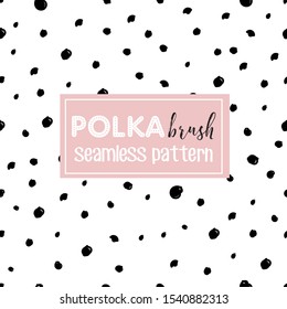 Polka dot pattern for print on textile or paper. Black  points vector seamless.