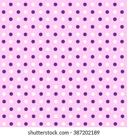 Polka dot pattern. Purple circles on the pink background