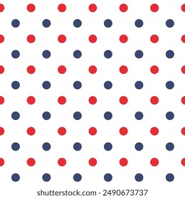 Polka Dot pattern, red and blue dots on white background, seamless texture