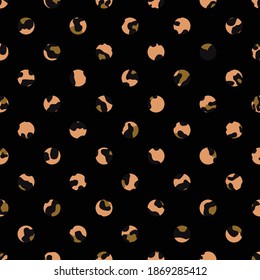 
Polka dot pattern seamless vector black background with leopard spots.