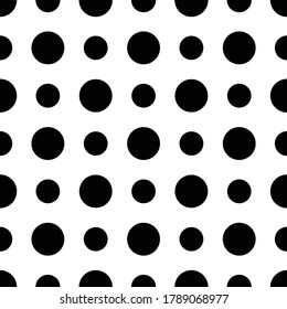 
Polka dot pattern seamless white background with black circles. Vector design for printing clothes, fabric.