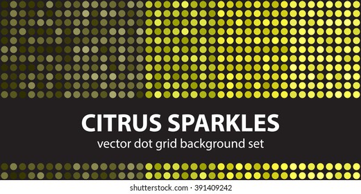 Polka dot pattern set Citrus Sparkles. Vector seamless geometric dot backgrounds