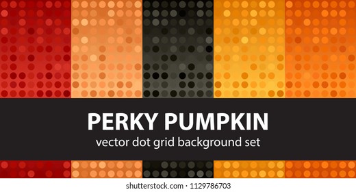 Polka dot pattern set Perky Pumpkin. Vector seamless geometric dot backgrounds