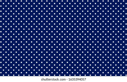 Polka dot pattern vector. White polka dots on dark blue background.