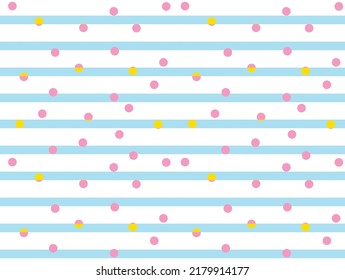 Polka dot pattern. yellow and pink dot on White background. Design of wrapping paper, wedding invitation and greeting cards.