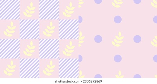 Polka dot patterns for birthday.clover seamless pattern for baby pastel for kid.Leaf seamless pattern