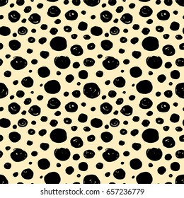  Polka Dot pattern.Textile ink brush strokes texture in doodle grunge style. Handdrawn trendy design with authentic and unique scrapes,  blotted background for a logo, cards, invitations, posters